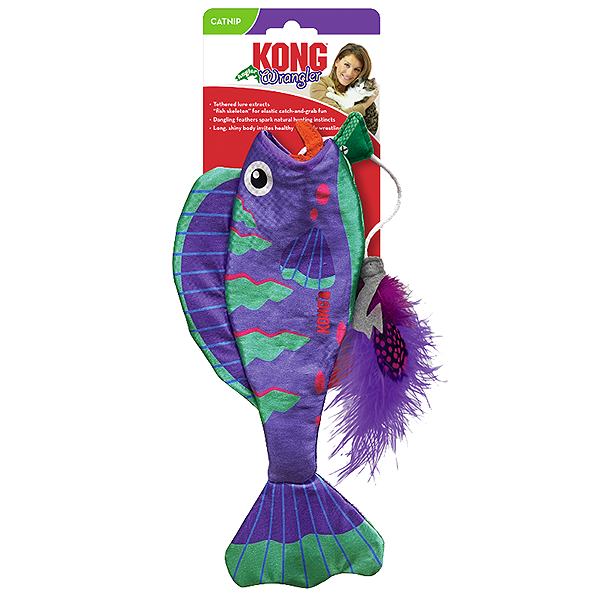 Wrangler Angler Fish with Feathers & Lure Crinkly Plush Catnip Cat Toy - Assorted Colors