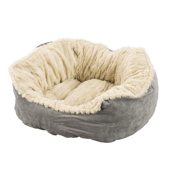Sleep Zone Carved Plush Gray Dog Bed