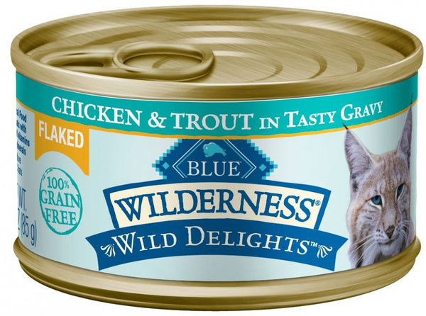 Wilderness Wild Delights Grain-Free Flaked Chicken and Trout Canned Cat Food