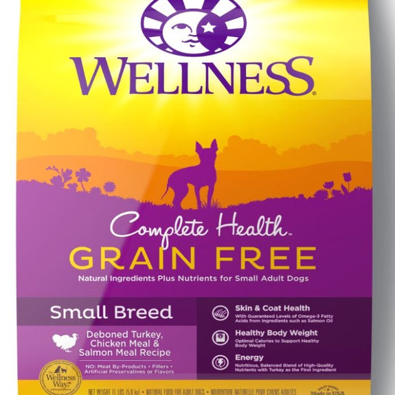 Wellness Complete Health Grain Free Small Breed Deboned Turkey, Chicken Meal and Salmon Meal Recipe Dry Dog Food