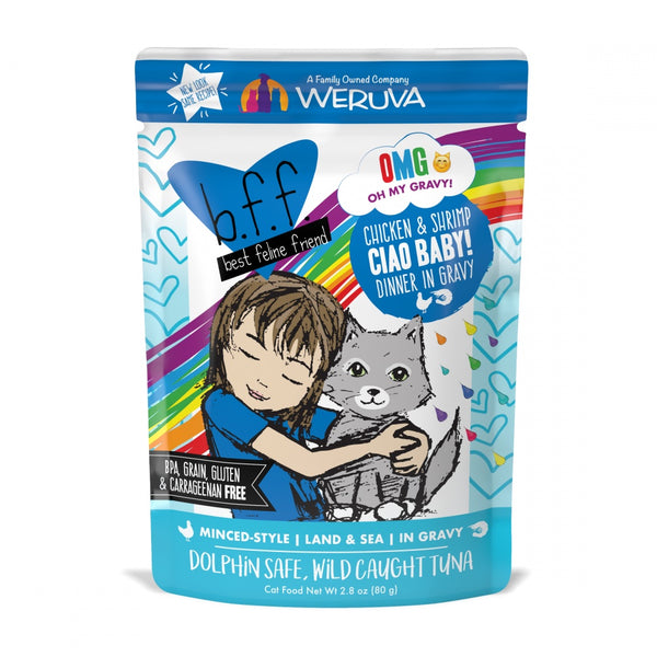 B.F.F. OMG Gravy! Ciao Baby Grain-Free Chicken and Shrimp in Gravy Cat Food Pouches