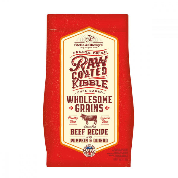 Raw Coated Kibble with Wholesome Grains Grass Fed Beef Recipe Dry Dog Food