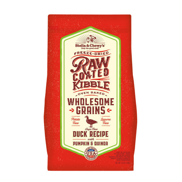 Raw Coated Kibble with Wholesome Grains Cage Free Duck Recipe Dry Dog Food