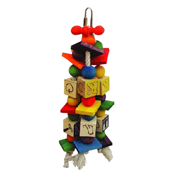 Happy Beaks The ABC Blocks Wooden Multicolored Hanging Bird Toy