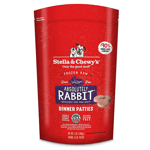 Absolutely Rabbit Grain-Free Frozen Raw Dinner Patties Dog Food