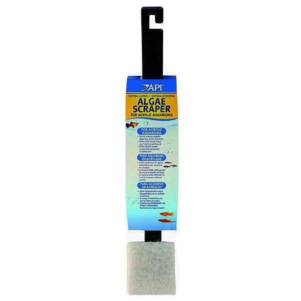 Extra Long Acrylic Aquarium Algae Scraper with 2-Sided Scrubbing Pad