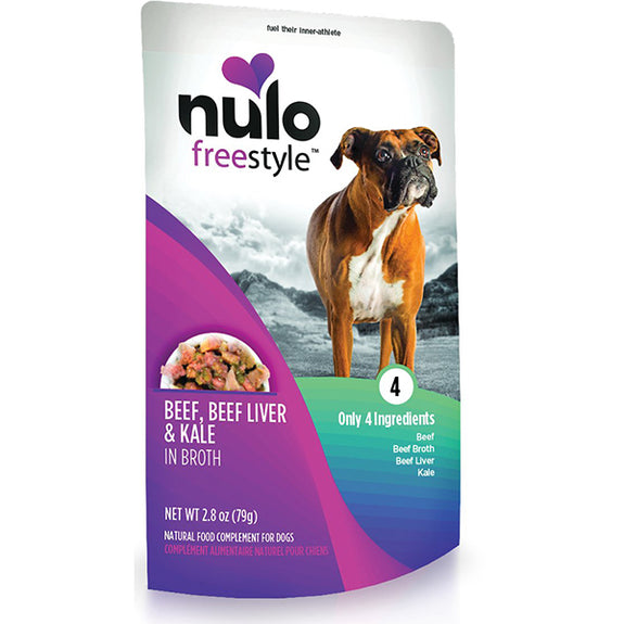FreeStyle Beef, Beef Liver & Kale in Broth Grain-Free Wet Dog Food Topper Pouches