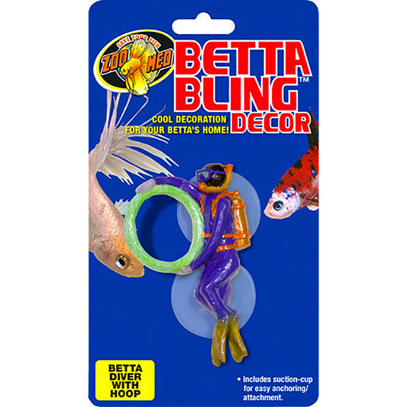 Betta Bling Deep Sea Diver With Hoop & Suction Cups Aquarium Decor