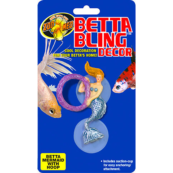 Betta Bling Mermaid With Hoop & Suction Cups Aquarium Decor
