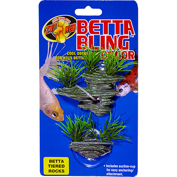 Betta Bling Tiered Rocks With Suction Cups Aquarium Decor