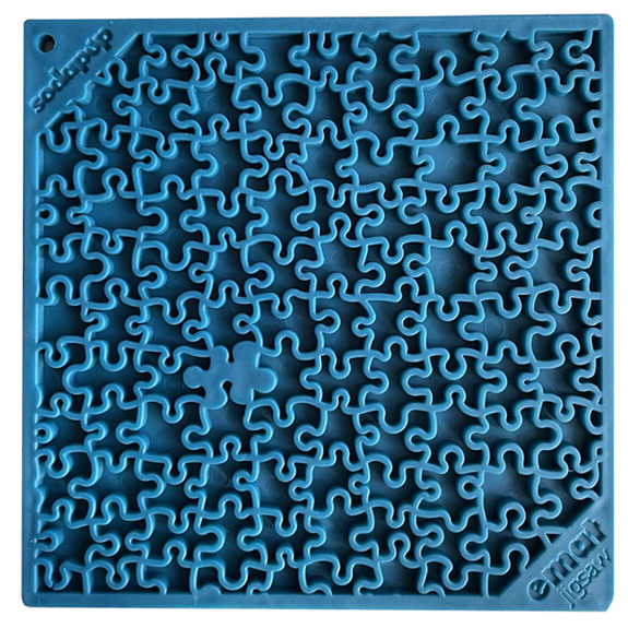 eMat Enrichment Feeder Square Licking Mat Blue Jigsaw