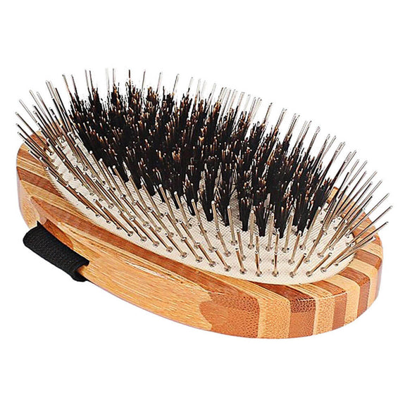 Bamboo Palm Boar Bristles & Wire Pin Dog Brush