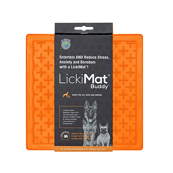 LickiMat Classic Buddy Solo Treat-Dispensing Dog Toy Orange