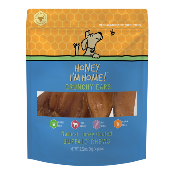 Crunchy Buffalo Ears Coated in Honey Grain-Free Dog Chews