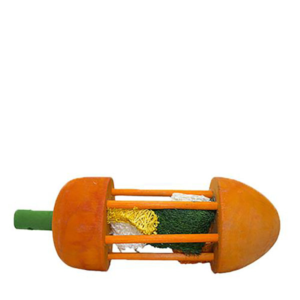 Carrot Roller with Loofah Inside Wood Small Animal Chew Toy