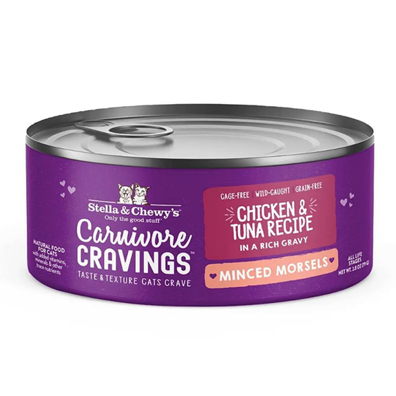 Carnivore Cravings Minced Morsels Chicken & Tuna Recipe Grain-Free Wet Canned Cat Food