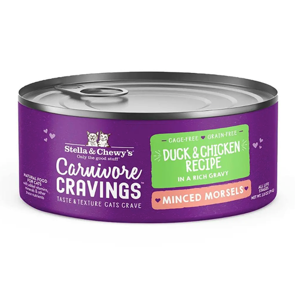 Carnivore Cravings Minced Morsels Duck & Chicken Recipe Grain-Free Wet Canned Cat Food