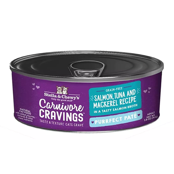 Carnivore Cravings Purrfect Pate Salmon, Tuna & Mackerel Recipe Wet Canned Cat Food