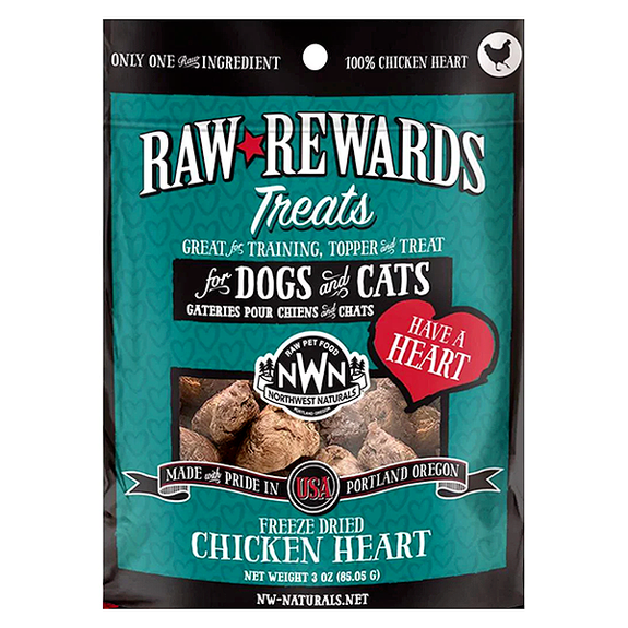 Raw Rewards 100% Chicken Hearts Freeze-Dried Raw Grain-Free Dog & Cat Treats