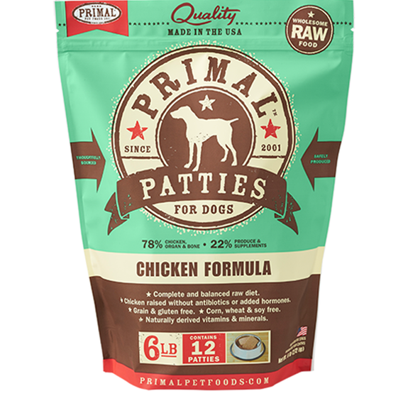 Patties Chicken Formula Frozen Raw Dog Food