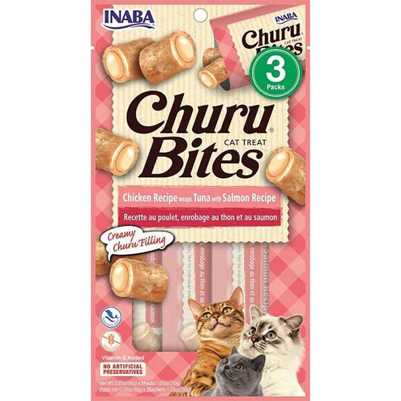 Churu Bites Soft Chicken Flavor with Tuna & Salmon Filling Inside Grain-Free Cat Treats