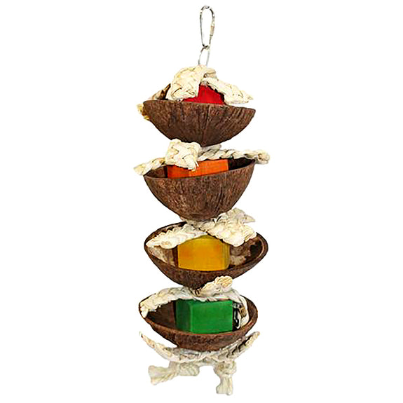 Forage Tower Natural Coconut & Rope Hanging Bird Toy