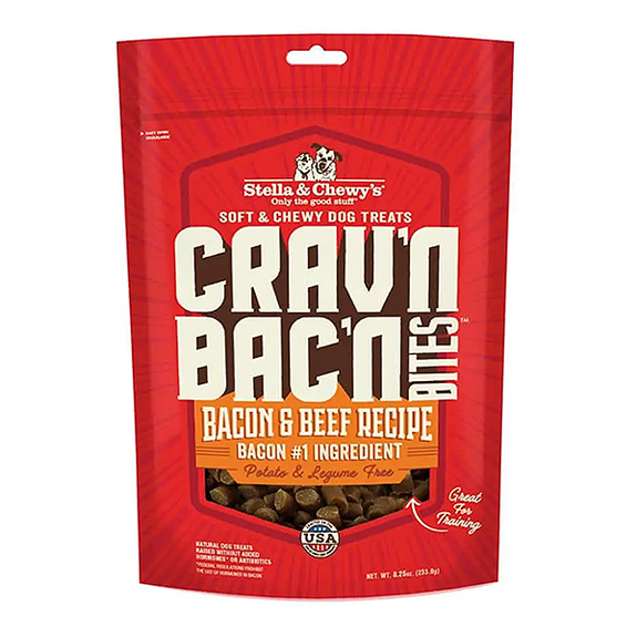 Crav'n Bac'n Bites Bacon & Beef Recipe Soft Training Dog Treats
