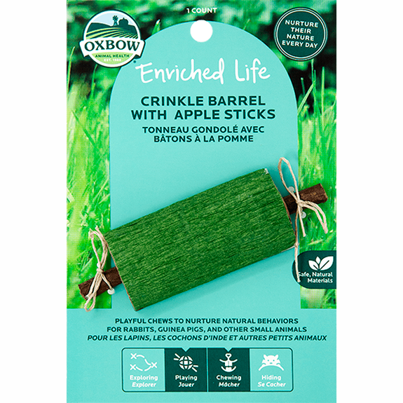 Enriched Life Crinkle Barrel with Apple Sticks Small Animal Chew Toy