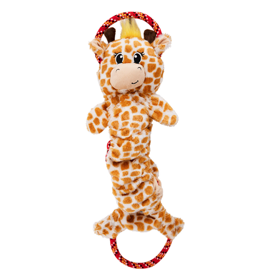 Crunch N Scrunch Giraffe Long Plush Crinkle Squeaky Dog Toy with Rope