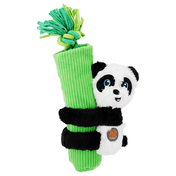 Charming Pet Cuddly Climbers Panda Plush Crinkle Squeaky Dog Toy with Rope