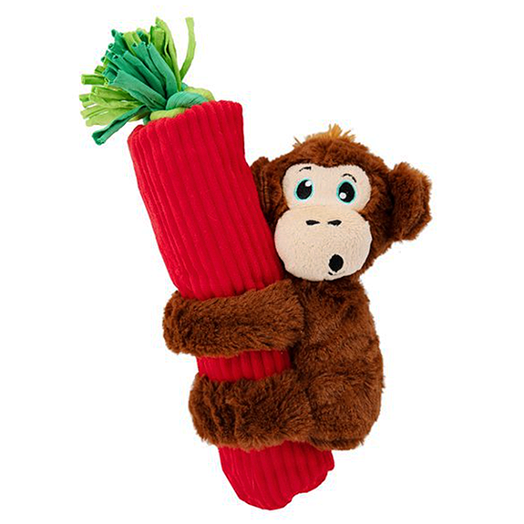 Charming Pet Cuddly Climbers Monkey Plush Crinkle Squeaky Dog Toy with Rope