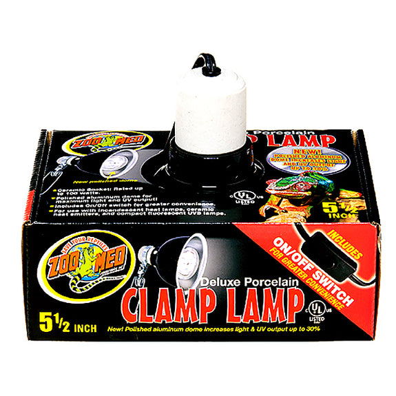 Deluxe Porcelain & Aluminium Clamp Lamp Fixture with On/Off Switch Black