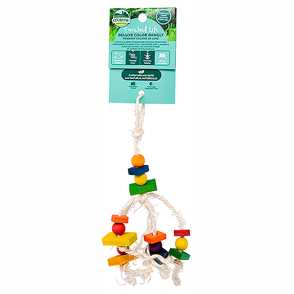 Enriched Life Deluxe Color Dangly Rope & Wood Hanging Small Animal Toy