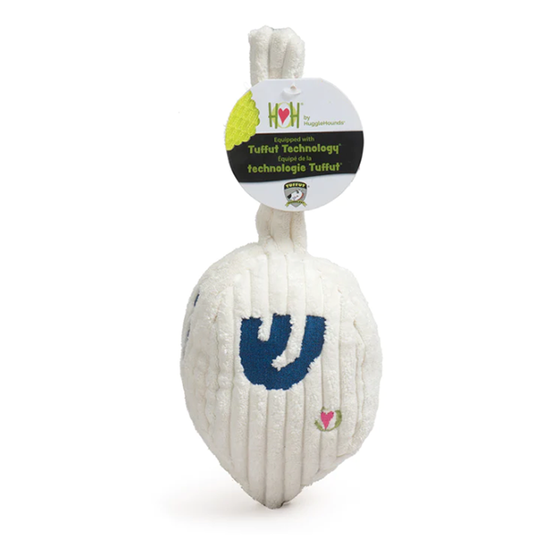 Knotties Dreidel Durable Squeaky Plush Holiday Dog Toy White