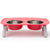 Elevated Stainless Steel & Silicone Food & Water Dog Bowl Set Red