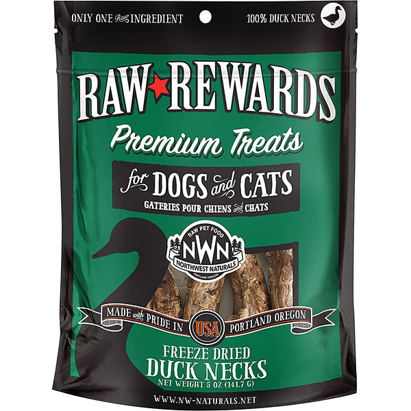 Raw Rewards Premium Treats Duck Necks Freeze-Dried Grain-Free Dog Treats