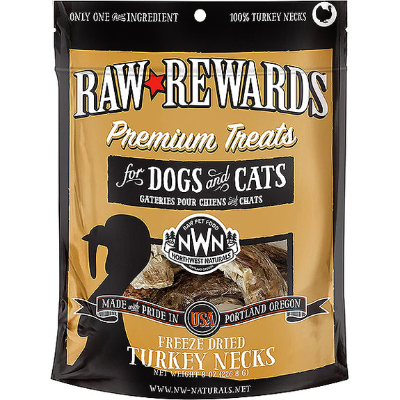 Raw Rewards Premium Treats Turkey Necks Freeze-Dried Grain-Free Dog Treats
