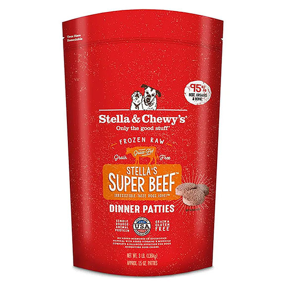 Stella's Super Beef Grain-Free Frozen Raw Dinner Patties Dog Food