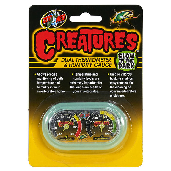 Creatures Glowing Dual Analog Velcro Color Gauge Insect & Arthropod Temperature & Humidity Monitoring
