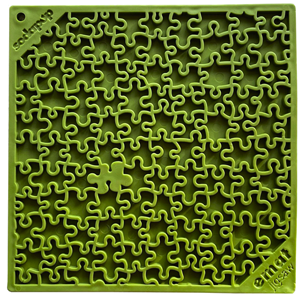 eMat Enrichment Feeder Square Licking Mat Green Jigsaw