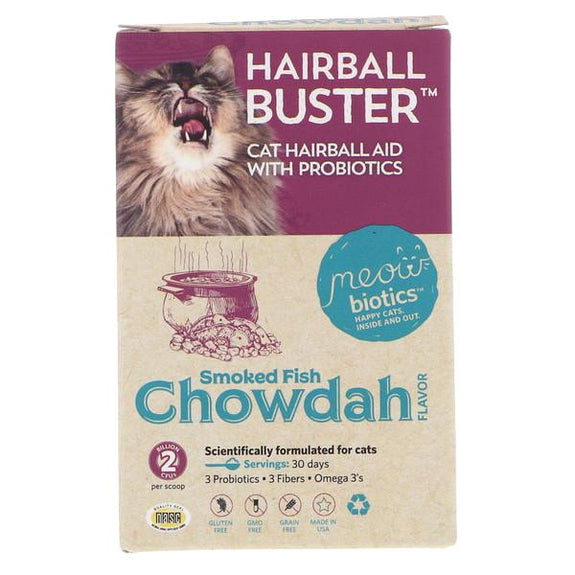 Meowbiotics Hairball Buster Smoked Fish Chowdah Flavor Probiotic Cat Supplement