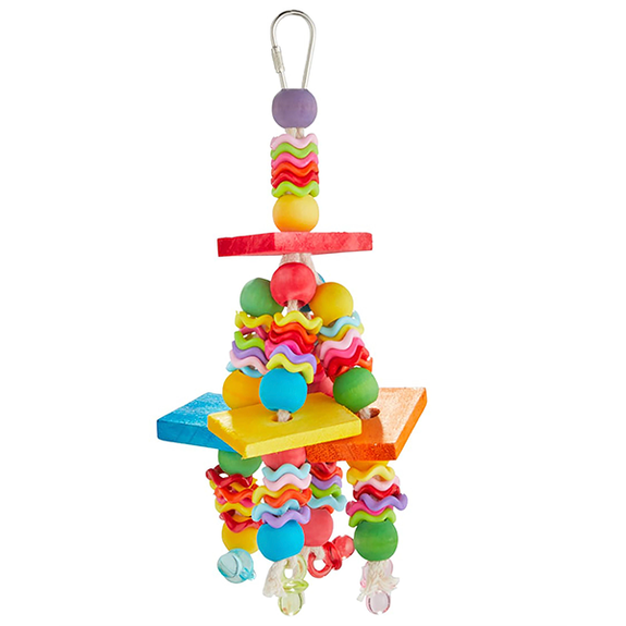 Happy Beaks Fiesta Blocks Multicolored Hanging Bird Toy