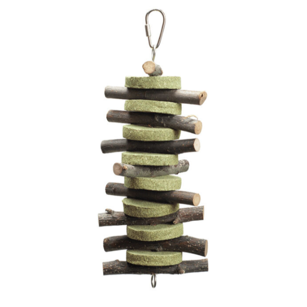 Nibbles Natural Circle Hay Chew & Sticks Stacker Hanging Small Animal Chew Toy