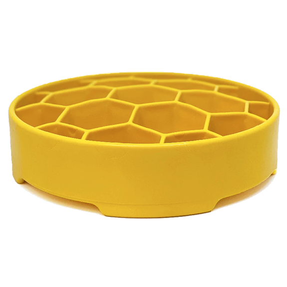 eBowl Enrichment Slow Feeder Bowl for Dogs Round Yellow Honeycomb