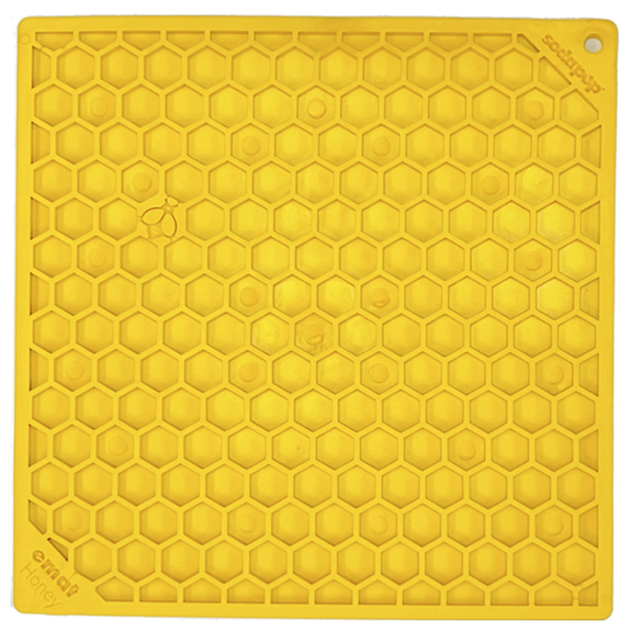 eMat Enrichment Feeder Square Licking Mat Yellow Honeycomb