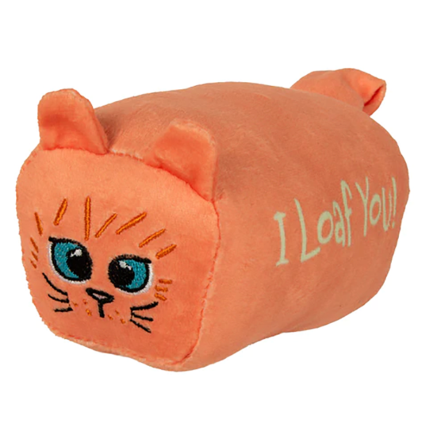Bunny Kickerz Pillow "I Loaf You!" Orange Catnip Plush Cat Toy