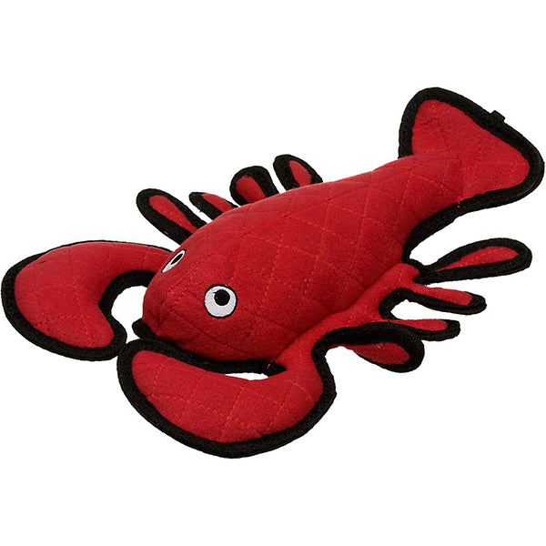 Sea Creatures Larry Lobster Durable Squeaky Fabric Plush Dog Toy Red