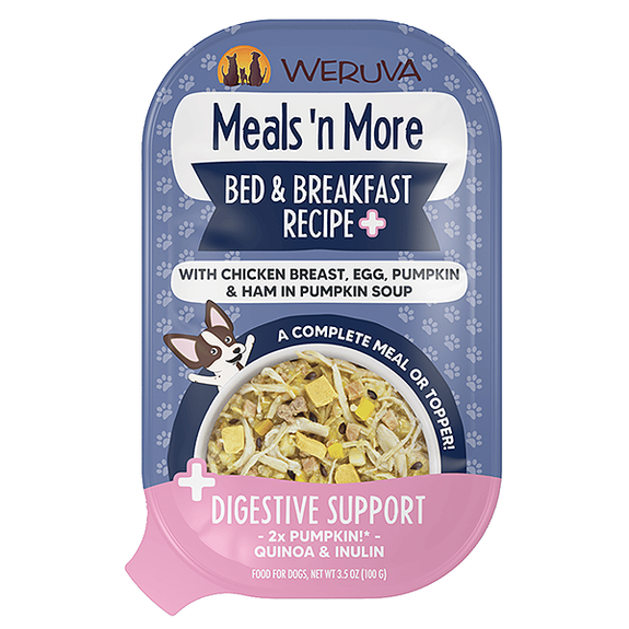 Meals 'n More Digestive Support Bed & Breakfast Recipe Plus Chicken, Egg, Pumpkin & Ham Wet Tray Dog Food