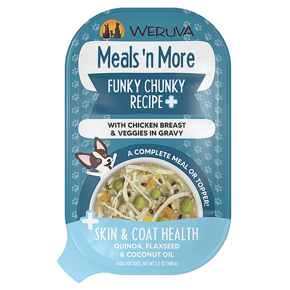 Meals 'n More Skin & Coat Health Funky Chunky Recipe Plus Chicken & Veggies Wet Tray Dog Food