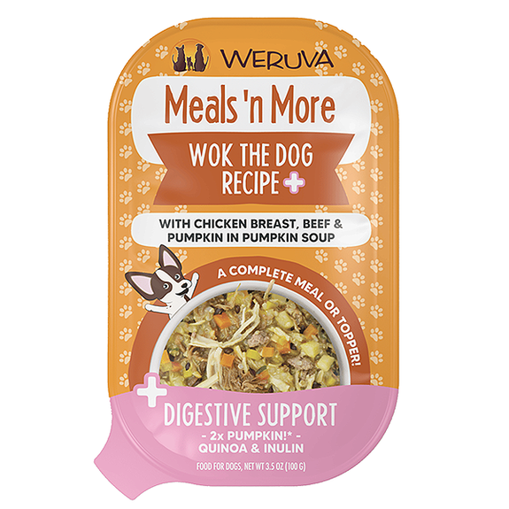 Meals 'n More Digestive Support Wok The Dog Recipe Plus Chicken, Beef & Pumpkin Wet Tray Dog Food